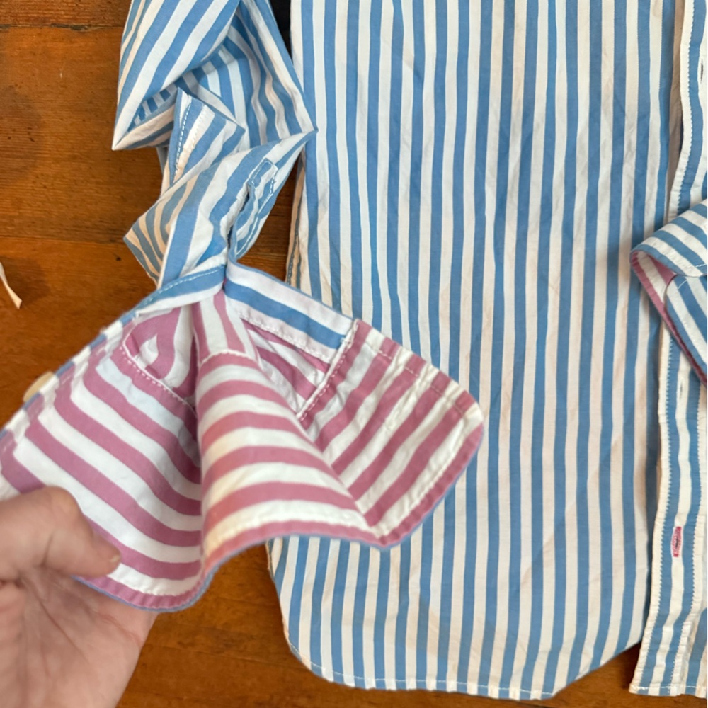 Boden Blue and White Striped Button Down Shirt - Size 15 / 16 - Picture 2 of 3